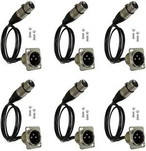 Premium XLR Pass Through Cable, No Solder, for Stage Box, Patch Panel, Floor Box - No Solder for Pro Audio Installations (Male to Female 6-Pack) Premium XLR Pass Through Cable, No Solder, for Stage Box, Patch Panel, Floor Box - No Solder for Pro Audio Installations (Male to Female 6-Pack)