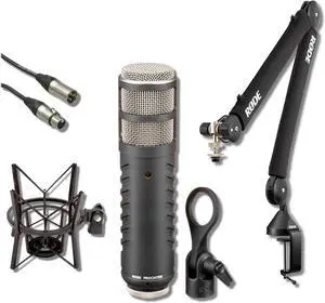 Rode Procaster Cardioid Dynamic Broadcast Microphone with Rode PSA1+ Microphone Boom Arm, PSM1 Shockmount and XLR Cable Rode Procaster Cardioid Dynamic Broadcast Microphone with Rode PSA1+ Microphone Boom Arm, PSM1 Shockmount and XLR Cable