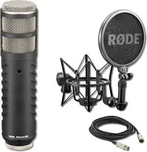 Rode Procaster Broadcast Dynamic Vocal Microphone with Rode SM6 Shock Mount with Detachable Pop Filter and XLR Cable Rode Procaster Broadcast Dynamic Vocal Microphone with Rode SM6 Shock Mount with Detachable Pop Filter and XLR Cable