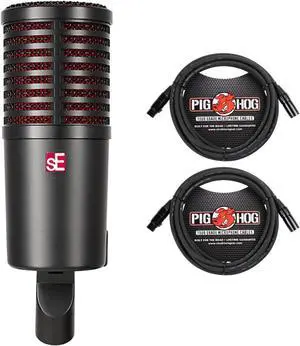 Briskdrop sE Electronics Dynacaster Dynamic Broadcast Microphone - Bundle with 2 Pig Hog XLR Cables Briskdrop sE Electronics Dynacaster Dynamic Broadcast Microphone - Bundle with 2 Pig Hog XLR Cables