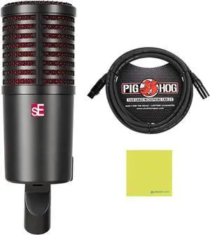 sE Electronics DynaCaster Dynamic Broadcasting Microphone Bundle w/Pig Hog PHM10 8mm Mic Cable Polishing Cloth sE Electronics DynaCaster Dynamic Broadcasting Microphone Bundle w/Pig Hog PHM10 8mm Mic Cable Polishing Cloth