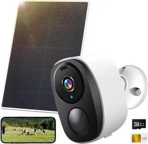 PGST Solar Home Security Cameras Wireless Outdoor,2K HD 360°View No Monthly Fee with WiFi Security Camera,Night Vision,Two-Way Audio,Motion Detection,Smart Life APP Control IP66 Waterproof