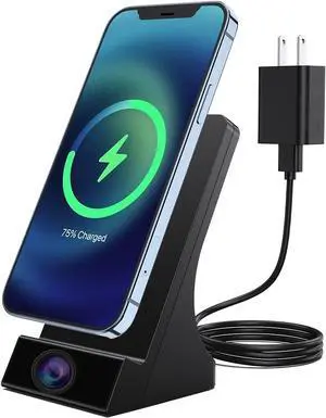 LIZVIE Hidden Camera Phone Charger with Spy Lens, 24/7 Night Vision, Wireless Charger Hidden Camera Indoor, Motion Detection/APP Control, Supports 256GB SD Card.