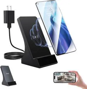 LIZVIE 1080P Hidden Camera Phone Charger, Dual-Use Wireless Charger Camera with Motion Alerts, Night Vision, and APP Remote Monitoring for Indoor Security