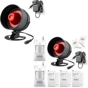 KERUI Standalone Home Apartment Alarm System Kit,2 Sirens,2 Motion Sesnors,3 Door Sensors,2 Keyfobs