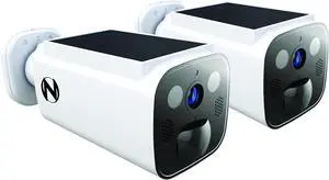 Night Owl® 2K Battery Solar Powered Camera with Spotlight and 2-Way Audio  2 Pack  White