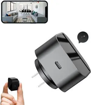 LIZVIE USB-C Cameras Charger 170° Wide Angle Charger Camera with Free APP/Night Vision/Motion Detection/App Remote Control/Fast Charge/1080P.
