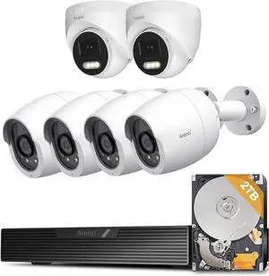 ARENTI 6-Pack 8MP 4K PoE Security Camera System with 8CH NVR 2TB, Full Color Night Vision, 2-Way Talk, Human/Vehicle Detection, App Control, Indoor/Outdoor Use