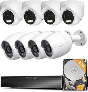 ARENTI 8MP PoE Security Camera System, 8CH 4K NVR with 2TB HDD and 8 Outdoor Bullet IP Cameras, AI Human/Vehicle Detection, 24/7 Surveillance, H.265, Plug & Play Wired Kit