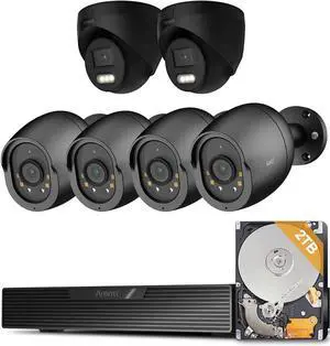Arenti 5MP PoE Security Camera System Bundle with 6 Cameras  AI Person/Vehicle/Pet/Motion Detection, Full-Color Night Vision, 8CH NVR with 2TB HDD, 24/7 Recording, Two-Way Talk, Plug & Play (Black)