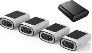 TCL 2K Solar Security Camera 4-Cam Pack with Extra 10,000mAh Battery - Wireless Outdoor, Alexa Compatible, Color Night Vision