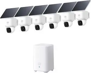 eufy Security SoloCam E30, 6-Cam Kit, Security Cameras Wireless Outdoor, Solar Camera Outdoor Wireless, 360° Pan, AI Tracking, 2K Clarity, No Monthly Fee