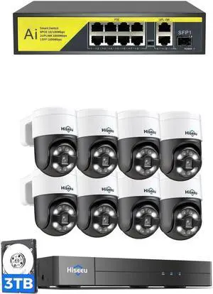 1*Hiseeu PoE PTZ Camera System+1* Hiseeu PoE Switch w/8 Ports 2 Ethernet Uplink Ports 1*Hiseeu PoE PTZ Camera System+1* Hiseeu PoE Switch w/8 Ports 2 Ethernet Uplink Ports