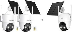 ARENTI Ultimate Off-Grid Bundle: 2×4G LTE Cameras + 1×Solar WiFi 2K Color Night Vision, 360° Coverage