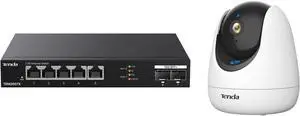 Tenda CP3Pro 2K 1PC Indoor Security Cameras and TEM2007X 2.5G Switch Bundle