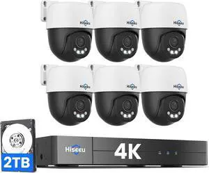 4K HD+360°View Hiseeu 4K PoE Security Camera System, 6 Pcs 8MP PTZ Wired Security Camera Outdoor&Indoor, Auto Human Tracking, Free Remote Access, 2 Way Audio, Plug and Play, 2TB HDD for 7/24 Record 4K HD+360°View Hiseeu 4K PoE Security Camera System, 6 Pcs 8MP PTZ Wired Security Camera Outdoor&Indoor, Auto Human Tracking, Free Remote Access, 2 Way Audio, Plug and Play, 2TB HDD for 7/24 Record
