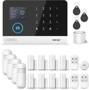 Alarm System for Home Security,Wireless Security System with WiFi+GSM/4G Phone App Control,Door/Window Sensors Instant Alerts&Auto Alarm Dial,Compatible with Alexa NO Monthly Fees