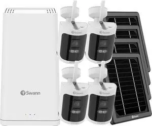 Swann AllSecure650 Wi-Fi Security Camera System with 1 TB HDD, 4 Camera 8 Channel, 2K HD NVR Home Security Cameras Wireless Outdoor Indoor, Night Vision Surveillance Camera, Heat and Motion Detection