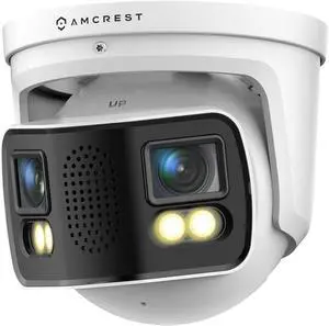 Amcrest Dual-Lens 4K (8MP) Outdoor Security POE Camera, 2 x 4MP Lenses PoE AI Turret IP Camera, 131ft Night Color, Human/Vehicle Detection, Panoramic 180° FOV, 2 x 4MP@25fps IP8M-FCT2999EW-AI (White) Amcrest Dual-Lens 4K (8MP) Outdoor Security POE Camera, 2 x 4MP Lenses PoE AI Turret IP Camera, 131ft Night Color, Human/Vehicle Detection, Panoramic 180° FOV, 2 x 4MP@25fps IP8M-FCT2999EW-AI (White)