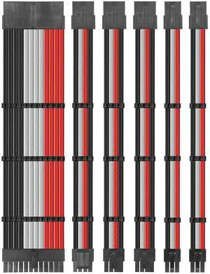 PSU Cable Extension kit Sleeved Cable Custom Power Supply Sleeved Extension 16 AWG 24-PIN 8-PIN 6-PIN 4+4-PIN with Combs- Red/White/Black (11.8 inch/30CM)(SC305) PSU Cable Extension kit Sleeved Cable Custom Power Supply Sleeved Extension 16 AWG 24-PIN 8-PIN 6-PIN 4+4-PIN with Combs- Red/White/Black (11.8 inch/30CM)(SC305)