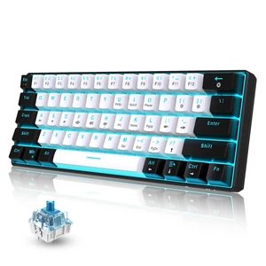 60% Wired Mechanical Gaming Keyboard (Black-White, Blue Switches) | Ice Blue LED Backlit 61 Keys Mini Wired Office Keyboard for Windows Laptop PC Mac 60% Wired Mechanical Gaming Keyboard (Black-White, Blue Switches) | Ice Blue LED Backlit 61 Keys Mini Wired Office Keyboard for Windows Laptop PC Mac