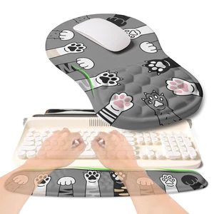 KUOSGM Ergonomic Mouse Pad Wrist Rest and Wave Keyboard Wrist Support Set | Cute Cat Paws,165° Ergonomic Slope Support,Wave Contour,Memory Foam Eases Wrist Pain,Works with All Mouse KUOSGM Ergonomic Mouse Pad Wrist Rest and Wave Keyboard Wrist Support Set | Cute Cat Paws,165° Ergonomic Slope Support,Wave Contour,Memory Foam Eases Wrist Pain,Works with All Mouse