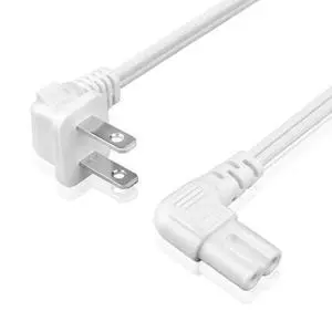 TNP 10 ft Right Angle 2-Prong C7 Power Cord for Samsung and LG TVs, White | Figure-8 Replacement Cable for Ps5, Ps4, Xbox Series X/S, Printers, Soundbars, and Other Compatible Devices TNP 10 ft Right Angle 2-Prong C7 Power Cord for Samsung and LG TVs, White | Figure-8 Replacement Cable for Ps5, Ps4, Xbox Series X/S, Printers, Soundbars, and Other Compatible Devices