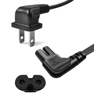 2 Pack Television Power Cord 90 Degree 2-Prong 6ft Figure 8 C8 for TV Printer Samsung Wall-Mouted Cable de alimentación 2 Pack Television Power Cord 90 Degree 2-Prong 6ft Figure 8 C8 for TV Printer Samsung Wall-Mouted Cable de alimentación