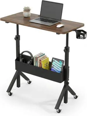 Mobile Standing Desk with Wheels and Storage Basket, Height Adjustable 28.7"-46.1" Rolling Desk for Walking Pad, Small Space Laptop Computer Workstation for Home Office Mobile Standing Desk with Wheels and Storage Basket, Height Adjustable 28.7"-46.1" Rolling Desk for Walking Pad, Small Space Laptop Computer Workstation for Home Office