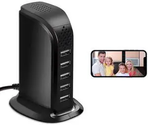 WiFi USB Charger Hidden Camera,1080P Wireless USB Charger Security Spy Cameras Nanny Cam 5 Port Plug Mini Secret Video Camera for Home Surveillance with Motion Detection Remote View No Audio WiFi USB Charger Hidden Camera,1080P Wireless USB Charger Security Spy Cameras Nanny Cam 5 Port Plug Mini Secret Video Camera for Home Surveillance with Motion Detection Remote View No Audio