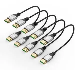 8K Slim HDMI Cables 1.6FT 5-Pack, 48Gbps High-Speed, Short HDMI 2.1 Cord for Neat, Supports VRR, ALLM, eARC, HDCP2.3, Dolby & DTS:X, HDR10+ for TV, Monitor, Computer, Laptop, Projector, PS5, Xbox 8K Slim HDMI Cables 1.6FT 5-Pack, 48Gbps High-Speed, Short HDMI 2.1 Cord for Neat, Supports VRR, ALLM, eARC, HDCP2.3, Dolby & DTS:X, HDR10+ for TV, Monitor, Computer, Laptop, Projector, PS5, Xbox