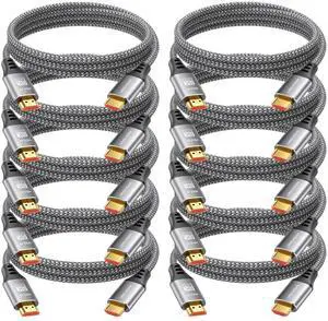 URELEGAN 3 FT HDMI Cable 10-Pack, High Speed HDMI Cord 48Gbps, Shielded 8K HDMI Cord Multipack 4K@120Hz/144Hz, 8K@60Hz, eARC, HDCP2.3/2.2, HDR10+ for Computer,TV, Monitor, Switch, KVM, Soundbar URELEGAN 3 FT HDMI Cable 10-Pack, High Speed HDMI Cord 48Gbps, Shielded 8K HDMI Cord Multipack 4K@120Hz/144Hz, 8K@60Hz, eARC, HDCP2.3/2.2, HDR10+ for Computer,TV, Monitor, Switch, KVM, Soundbar