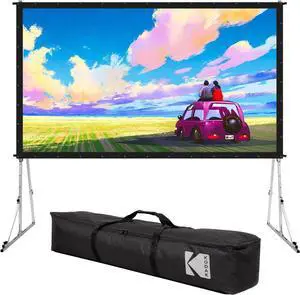 Kodak 120 Dual Projector Screen w/Stand | Fast Fold Gray Front & Rear Projection Backdrop for Outdoor & Indoor Movies with Tripod, Outdoor Stability Kit, & Black Storage Carry Case Kodak 120 Dual Projector Screen w/Stand | Fast Fold Gray Front & Rear Projection Backdrop for Outdoor & Indoor Movies with Tripod, Outdoor Stability Kit, & Black Storage Carry Case