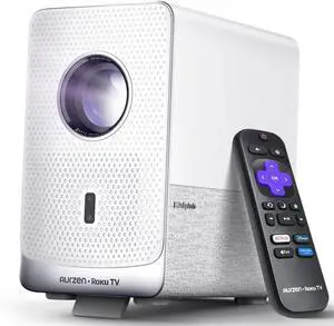 Aurzen Roku TV Smart Projector with Wifi and Bluetooth, Christmas Gifts D1R Cube Roku Streaming Experience Built-in, Sealed Optical Engine, 1080P FHD, Dolby Audio, Portable Mini Projector for Movies Aurzen Roku TV Smart Projector with Wifi and Bluetooth, Christmas Gifts D1R Cube Roku Streaming Experience Built-in, Sealed Optical Engine, 1080P FHD, Dolby Audio, Portable Mini Projector for Movies