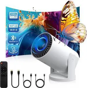 Wireless Mini Projector with WIFI 6 and Bluetooth, 4K 1080P Support Portable Projector 180° Rotatable. 17"-130" Screen Video Projector. Compatible for Smartphone, Laptop, PC(Q5 mate) Wireless Mini Projector with WIFI 6 and Bluetooth, 4K 1080P Support Portable Projector 180° Rotatable. 17"-130" Screen Video Projector. Compatible for Smartphone, Laptop, PC(Q5 mate)