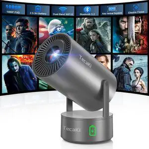 Projector with WiFi and Bluetooth, Mini Portable Projector with Built-in Rechargeable Battery for Outdoor, 1080P Supported, Electric Focus & Auto Keystone, Home Theater with 210° Mount Projector with WiFi and Bluetooth, Mini Portable Projector with Built-in Rechargeable Battery for Outdoor, 1080P Supported, Electric Focus & Auto Keystone, Home Theater with 210° Mount