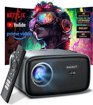 Smart Projector with WiFi and Bluetooth Built-in Streaming Apps, Portable Mini Outdoor Projector, AI Auto Focus & Keystone, Home Movie Projector with 30W Dolby, HDR10+, Ceiling Projector for Bedroom Smart Projector with WiFi and Bluetooth Built-in Streaming Apps, Portable Mini Outdoor Projector, AI Auto Focus & Keystone, Home Movie Projector with 30W Dolby, HDR10+, Ceiling Projector for Bedroom