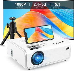 Projector with WiFi and Bluetooth, VOPLLS Portable Outdoor Projector 4K Support with Electric Focus, Native 1080P Home Movie Projector Projector with WiFi and Bluetooth, VOPLLS Portable Outdoor Projector 4K Support with Electric Focus, Native 1080P Home Movie Projector