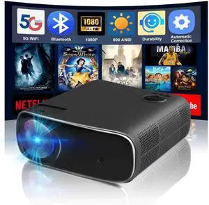 Smart Projector with WiFi and Bluetooth 1080P Outdoor Video Projector Support 4K 800 ANSI Smart Outdoor Home Movie Projectors Auto Keystone Compatible with HDMI/USB/TV Stick/Smartphone/Laptop Smart Projector with WiFi and Bluetooth 1080P Outdoor Video Projector Support 4K 800 ANSI Smart Outdoor Home Movie Projectors Auto Keystone Compatible with HDMI/USB/TV Stick/Smartphone/Laptop