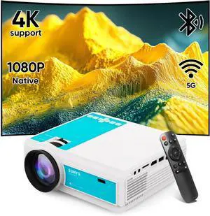Projector with WiFi and Bluetooth, Native 1080P 12000L 4K Supported, Outdoor Movie Projectors Compatible with iOS/Android/HDMI/USB (White-Blue) Projector with WiFi and Bluetooth, Native 1080P 12000L 4K Supported, Outdoor Movie Projectors Compatible with iOS/Android/HDMI/USB (White-Blue)