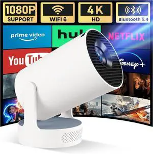 Mini Projector with WiFi and Bluetooth, 4K 1080P Support Portable Projector with Speaker, 110'' Big Screen Projection, Auto Keystone, 180° Rotatable Smart Projector for Phone/TV Stick/Laptop Mini Projector with WiFi and Bluetooth, 4K 1080P Support Portable Projector with Speaker, 110'' Big Screen Projection, Auto Keystone, 180° Rotatable Smart Projector for Phone/TV Stick/Laptop