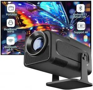 Smart Projector with built-in Apps, Wifi Bluetooth Projector 4K 1080P, Auto Keystone, Short Throw Projector and 270° Adjustable, Mini Portable Outdoor Movie Projector HY320 (NTV Black) Smart Projector with built-in Apps, Wifi Bluetooth Projector 4K 1080P, Auto Keystone, Short Throw Projector and 270° Adjustable, Mini Portable Outdoor Movie Projector HY320 (NTV Black)