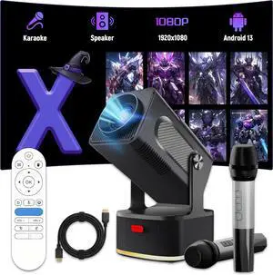 HCS350 KTV Mini Projector with WiFi and Bluetooth,Projection+Karaoke+Speaker 3-in-1 Portable Projector with Bluetooth Voice Remote/Rechargeable Microphone,1920*1080P,450 ANSI,Android 11,WiFi6+BT5.4 HCS350 KTV Mini Projector with WiFi and Bluetooth,Projection+Karaoke+Speaker 3-in-1 Portable Projector with Bluetooth Voice Remote/Rechargeable Microphone,1920*1080P,450 ANSI,Android 11,WiFi6+BT5.4