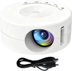 Projector With Built-In Speaker, Smartphone Sync, Up To 100 Inch, Compact 4.3 X 1.9 In Size, Usb/Headphone Ports, White Projector With Built-In Speaker, Smartphone Sync, Up To 100 Inch, Compact 4.3 X 1.9 In Size, Usb/Headphone Ports, White