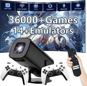 U1 Mini Projector with wifi and bluetooth,36000+ Games,14 emulators,2.4G+5G WIFI & Bluetooth Smart Projectors,1280*720P,Android 11,180° Rotation,Autofocus,game projector with Controllers for Camping U1 Mini Projector with wifi and bluetooth,36000+ Games,14 emulators,2.4G+5G WIFI & Bluetooth Smart Projectors,1280*720P,Android 11,180° Rotation,Autofocus,game projector with Controllers for Camping