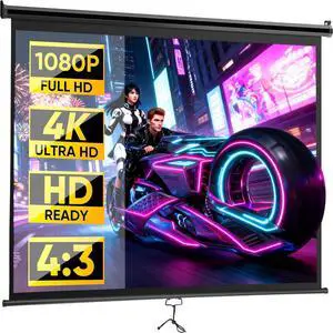 ZENY Portable Projector Screen Pull Down, 72 Inch 4:3 Video Projection Screen Home Theater, Retractable Projector Screen, Moive Screen Indoor Outdoor, Wall Mount (72'' 4:3 Black) ZENY Portable Projector Screen Pull Down, 72 Inch 4:3 Video Projection Screen Home Theater, Retractable Projector Screen, Moive Screen Indoor Outdoor, Wall Mount (72'' 4:3 Black)