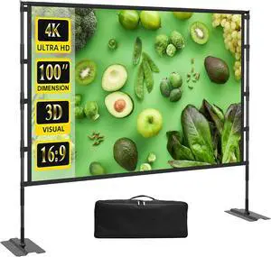 Upgrade Projector Screen Heavy-Duty Stand 100 inch Portable Projection Screen 16:9 4K HD Front Projections Movies Screen with Carry Bag for Indoor Outdoor Home Theater Backyard Cinema Travel Upgrade Projector Screen Heavy-Duty Stand 100 inch Portable Projection Screen 16:9 4K HD Front Projections Movies Screen with Carry Bag for Indoor Outdoor Home Theater Backyard Cinema Travel