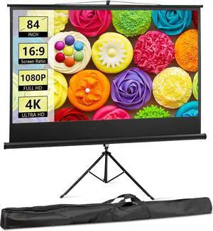 ZENY 84 Inch Projector Screen with Stand, Outdoor Indoor Projector Screen 16:9 4K HD Tripod Screen for Moives ZENY 84 Inch Projector Screen with Stand, Outdoor Indoor Projector Screen 16:9 4K HD Tripod Screen for Moives