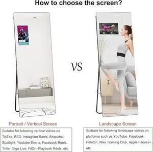 Smart Home Gym Mirror 65"X23.6", Trainer Workout Mirror with 14" Screen Display, Smart Home Gym Mirror 65"X23.6", Trainer Workout Mirror with 14" Screen Display,