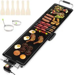ARLIME 35" Extra Large Electric Griddle, Nonstick Countertop BBQ Grill with Adjustable Temperature, Thermostats and Drip Tray, Teppanyaki Grill for Indoor & Outdoor ARLIME 35" Extra Large Electric Griddle, Nonstick Countertop BBQ Grill with Adjustable Temperature, Thermostats and Drip Tray, Teppanyaki Grill for Indoor & Outdoor